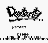 Dexterity title screen for GameBoy